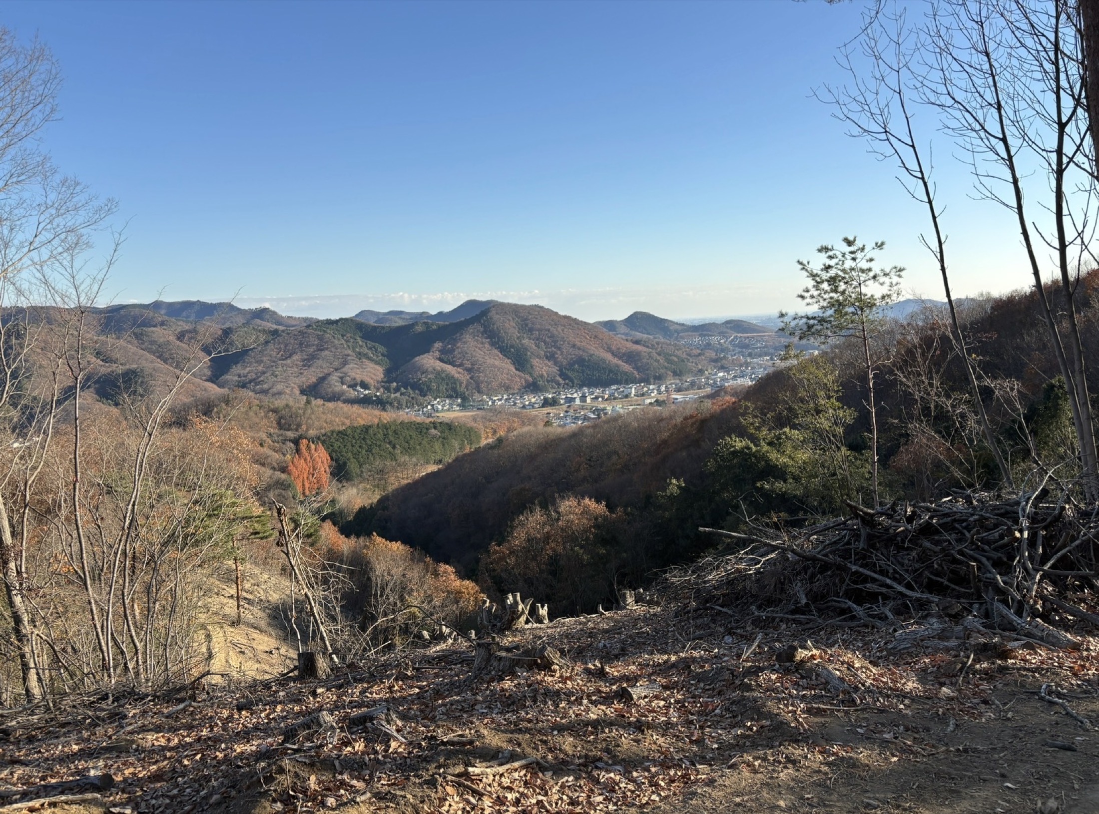 吾妻山東麓と岩木戸山方面の山並みと町の近さが分かる眺望
